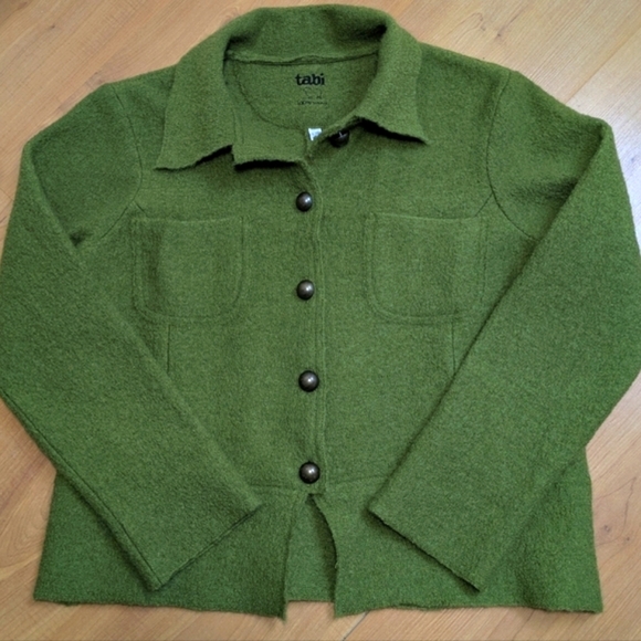 Tabi 100% Wool Boucle Sweater Jacket Cardigan - Picture 8 of 14